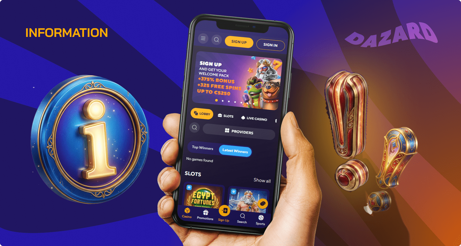 Find out important details about the Dazard Casino app