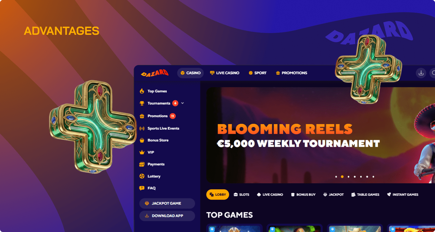Dazard online casino has special advantages