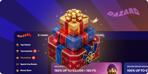 Big and generous bonuses at Dazard online Casino