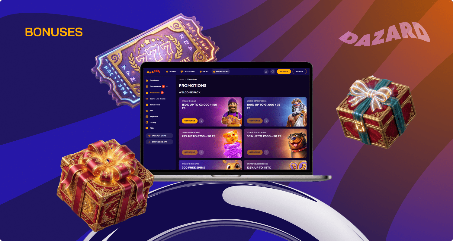 You can get generous rewards at Dazard Casino