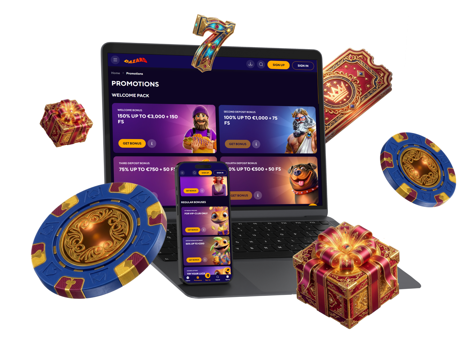 The online casino offers a wide range of bonuses in Dazard