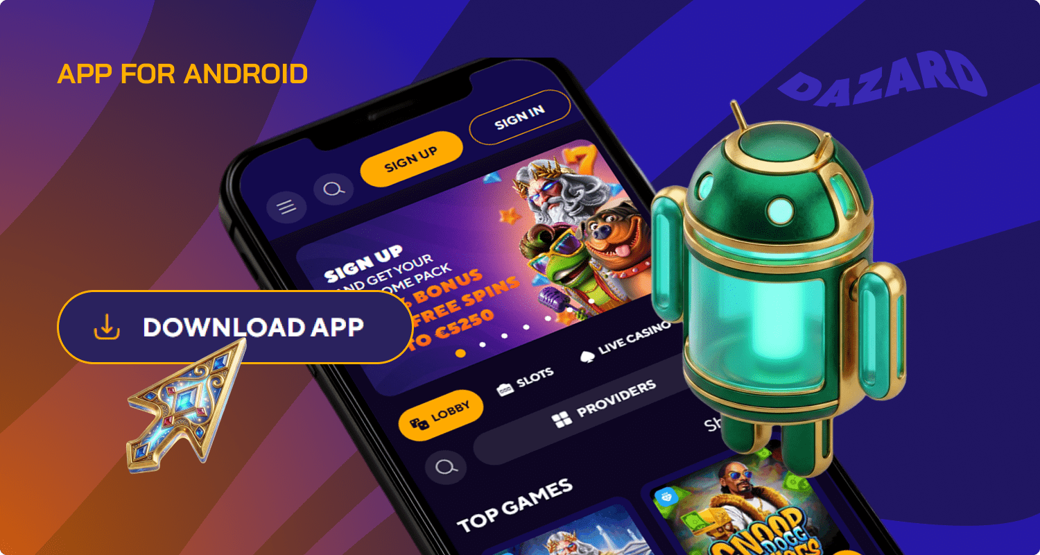 You can download the Android app at Dazard Casino