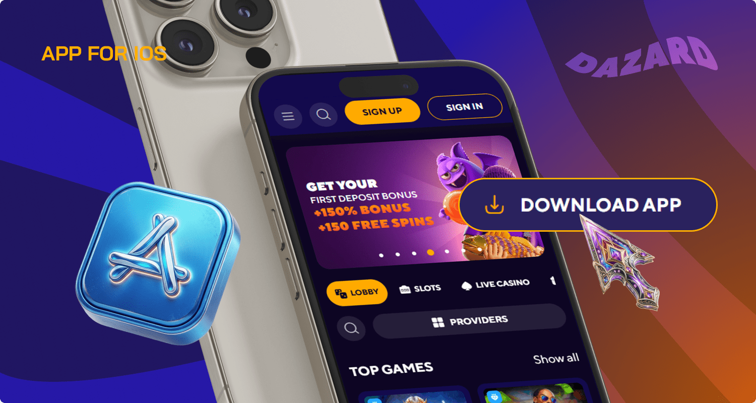 You can download the iOS app at Dazard Casino