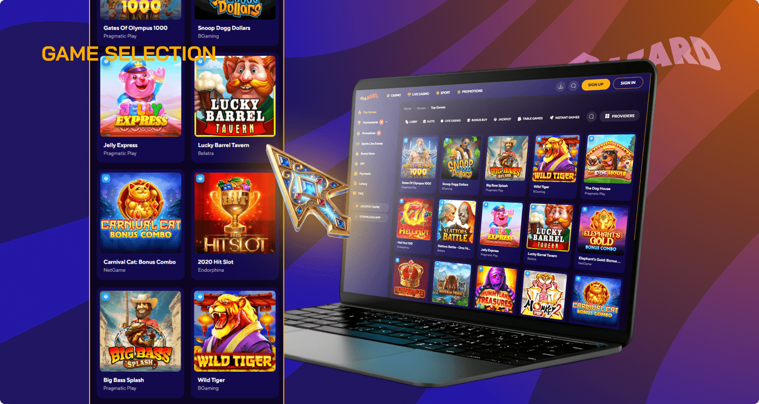 There is a large selection of games waiting for you at Dazard online casino