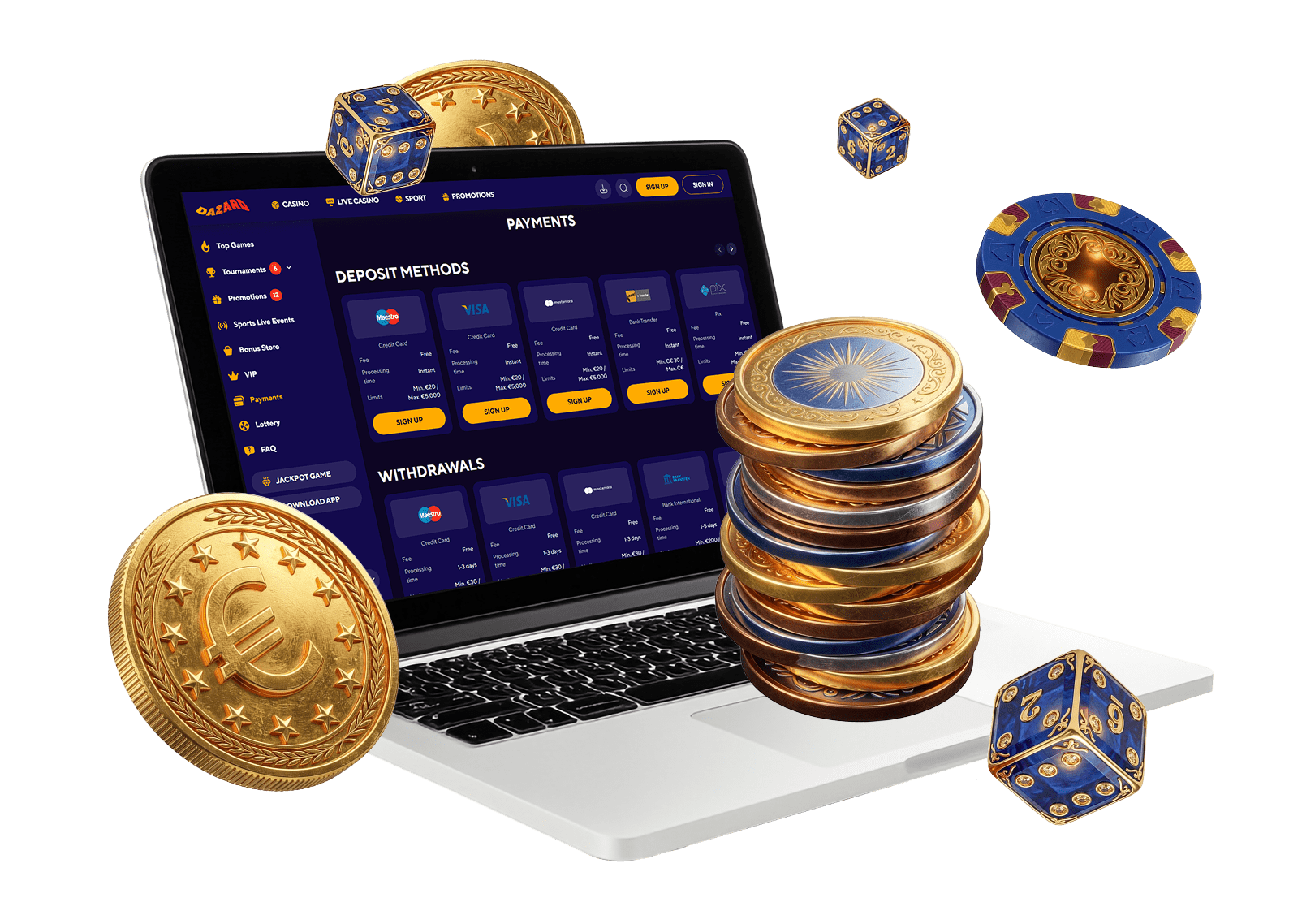 Dazard offers various payment methods