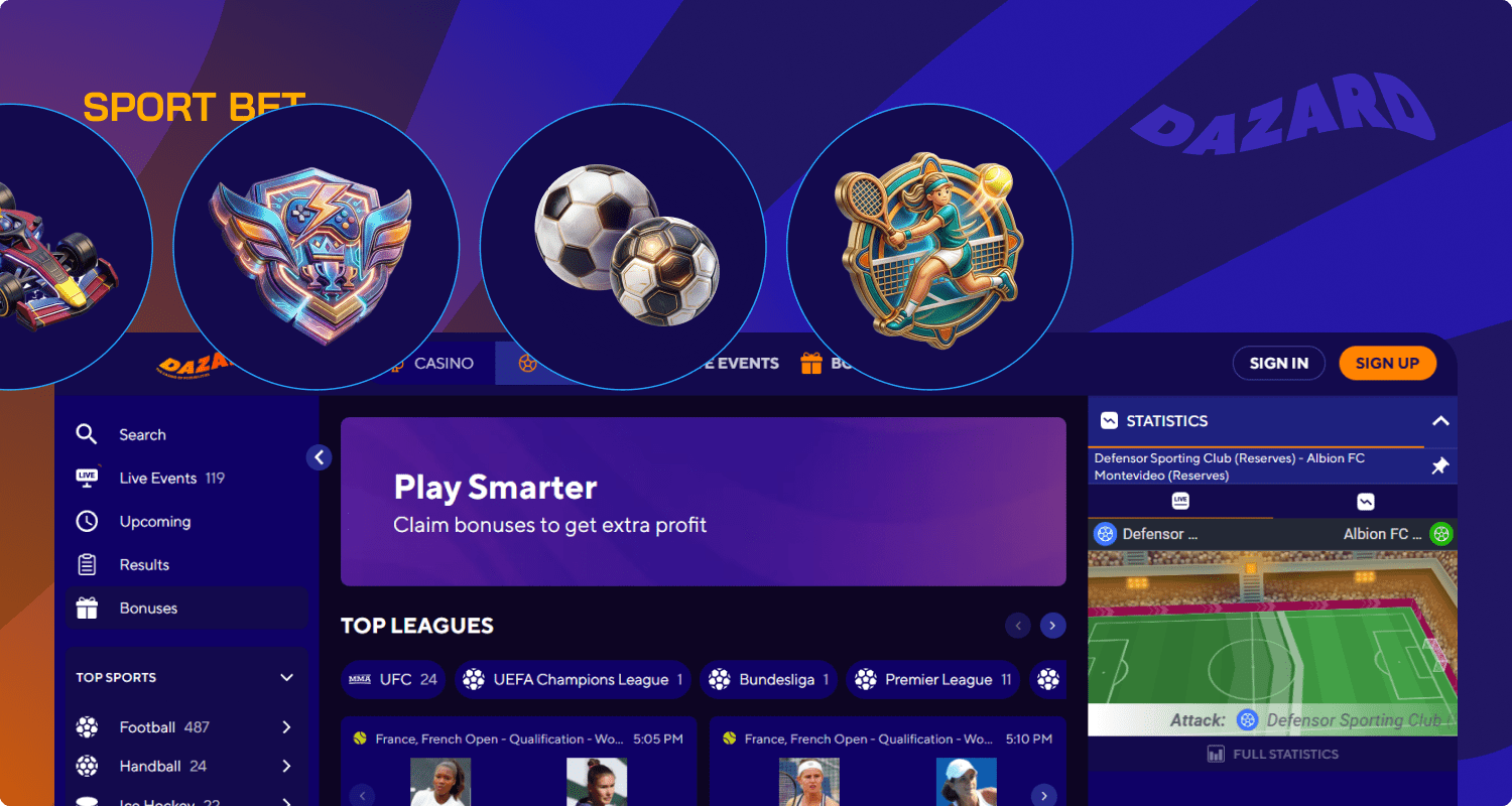 Dazard Online Casino offers sports betting