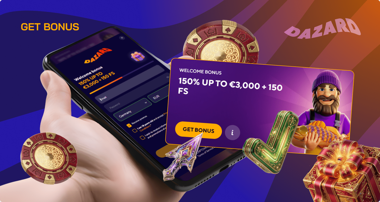 Get a bonus at Dazard Casino in a couple of steps