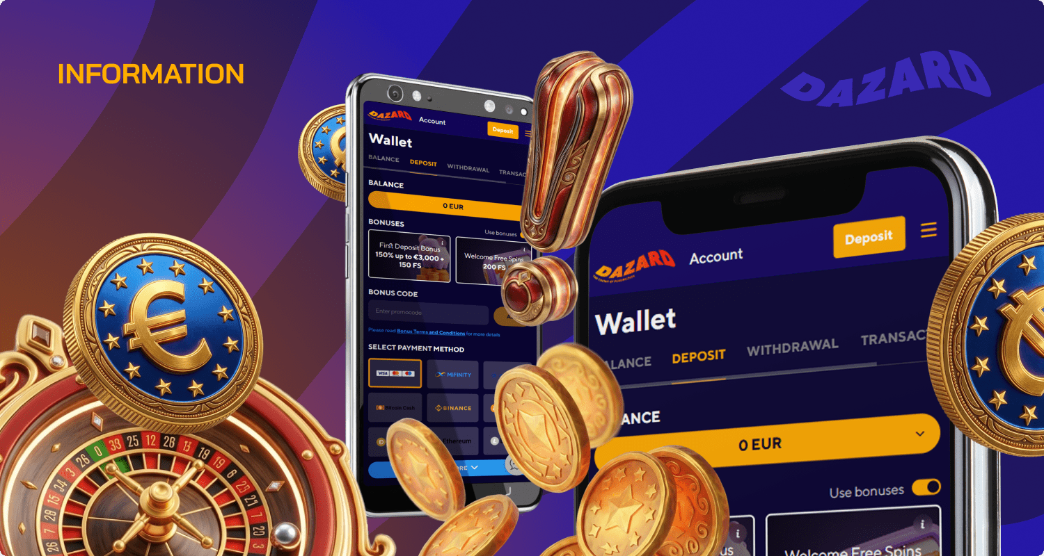 There are important points when making deposits and withdrawals at Dazard Casino
